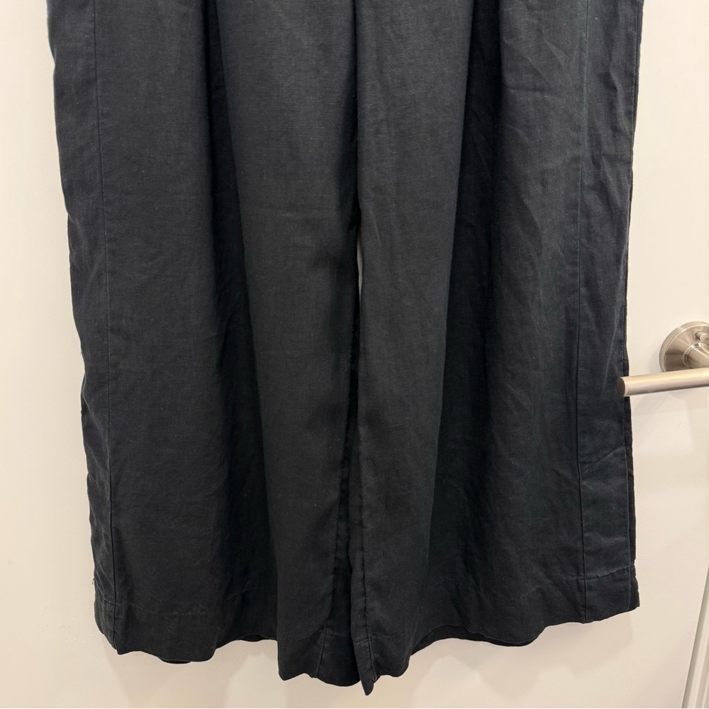 Athleta Playa Linen Wide Crop Pant Black Wide-Leg Cropped Pants size 12 Tall 12T - Picture 7 of 15